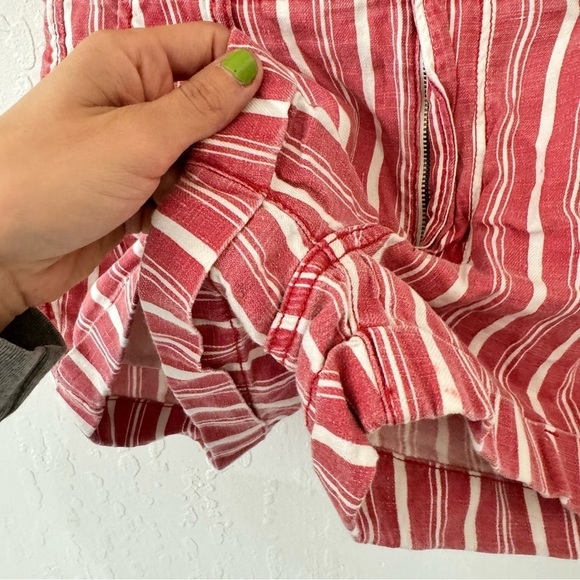 American Eagle 2 Red Striped Paperbag Linen Viscose Shorts - Picture 9 of 12